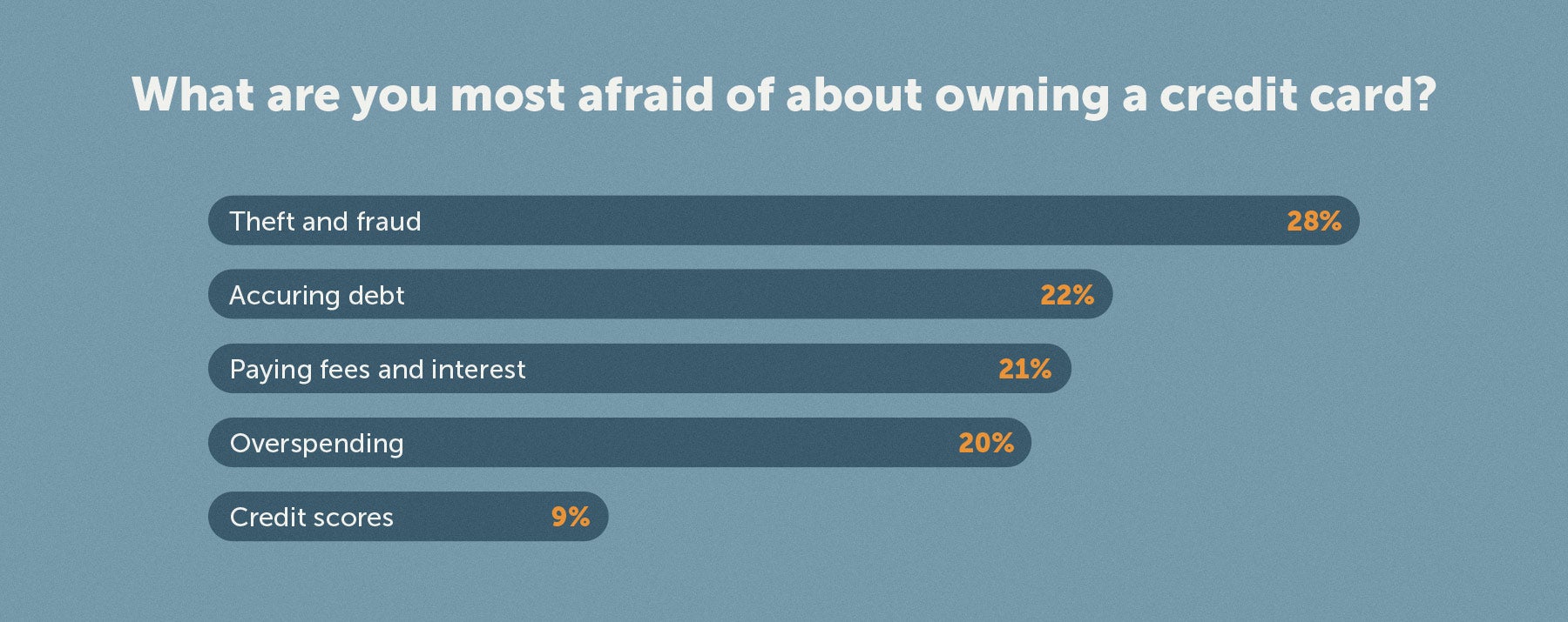 Graphic that illustrates what people are more afraid of about owning a credit card