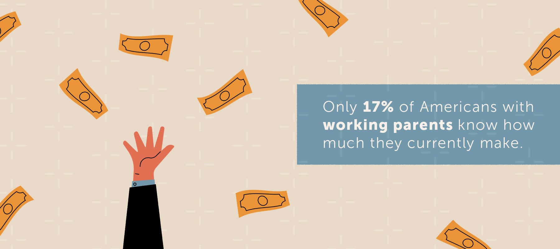 illustration showing only 17 percent of americans with working parents know how much they currently make