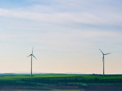 windmills on a plain