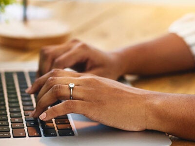 woman using a laptop