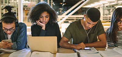 Picture that illustrates multiple students studying