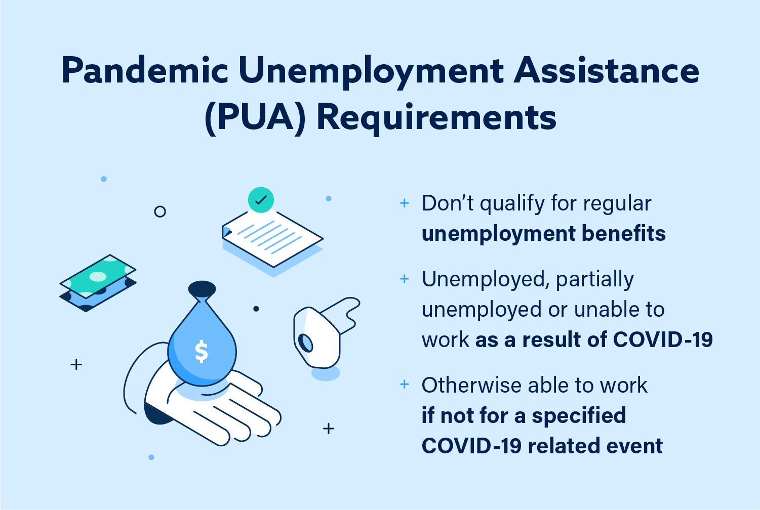 Infographic that illustrates pandemic unemployed assistance requirements 