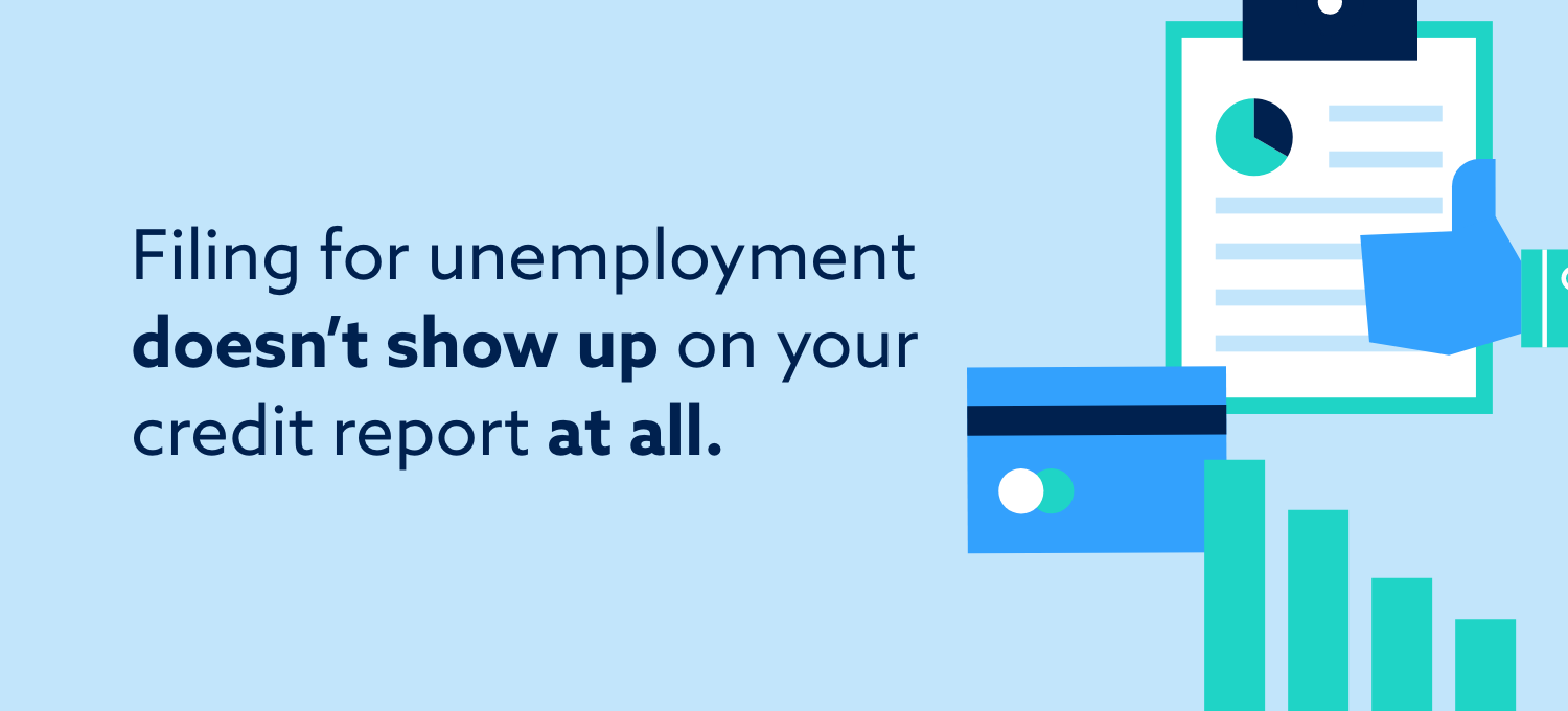 Filing for unemployment doesn't show up on your credit report at all.