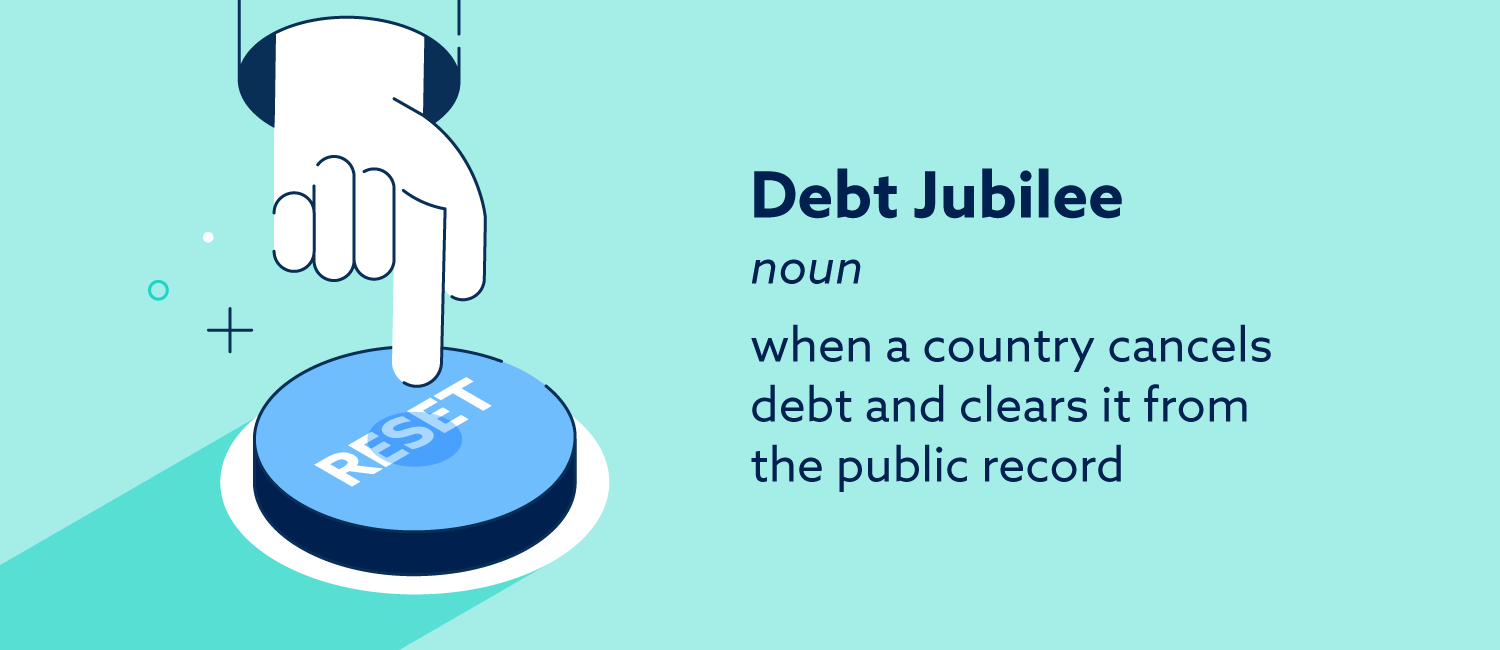 Jubileo de la deuda (sustantivo): cuando un país cancela una deuda y la borra del registro público.