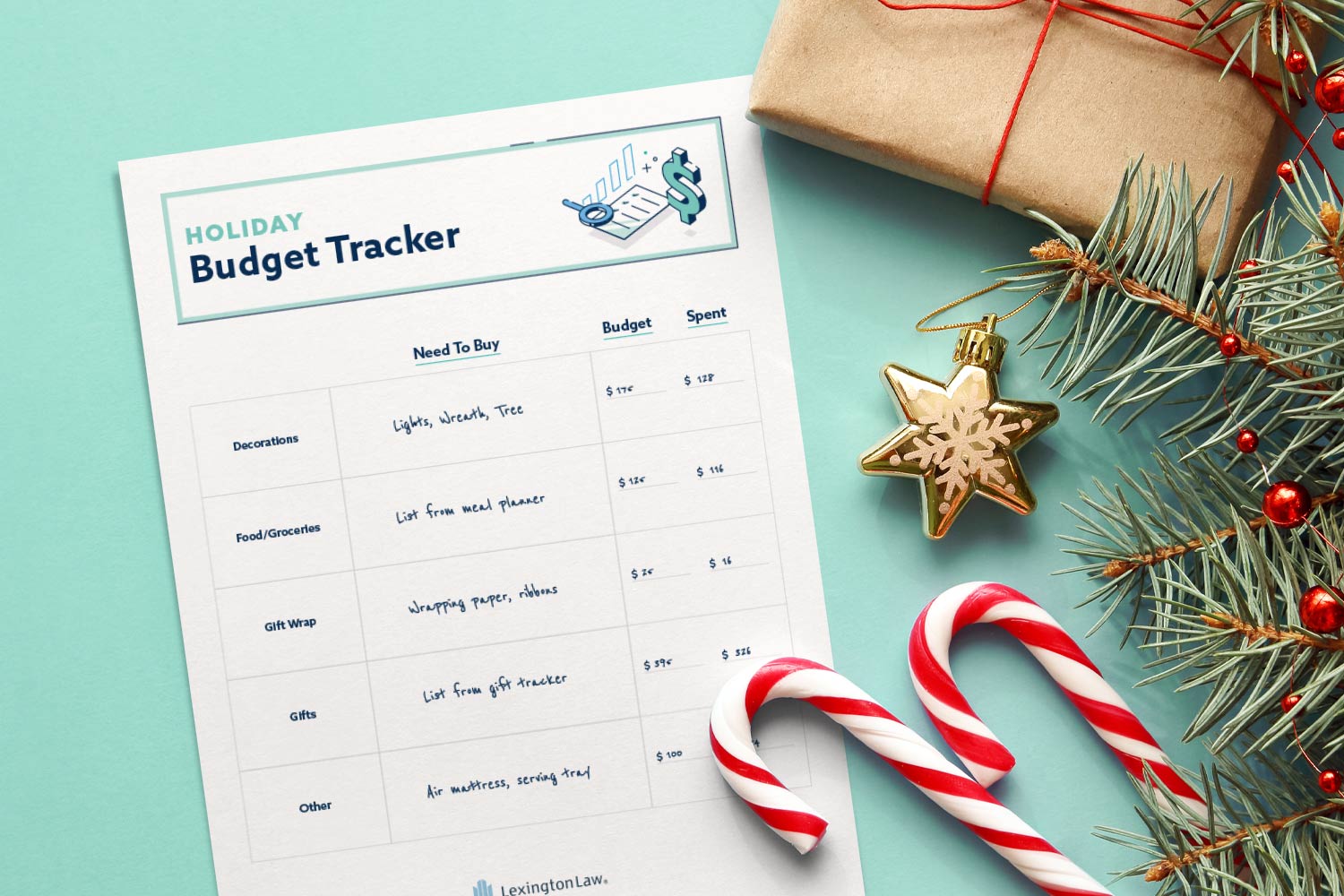 Holiday budget tracker printable