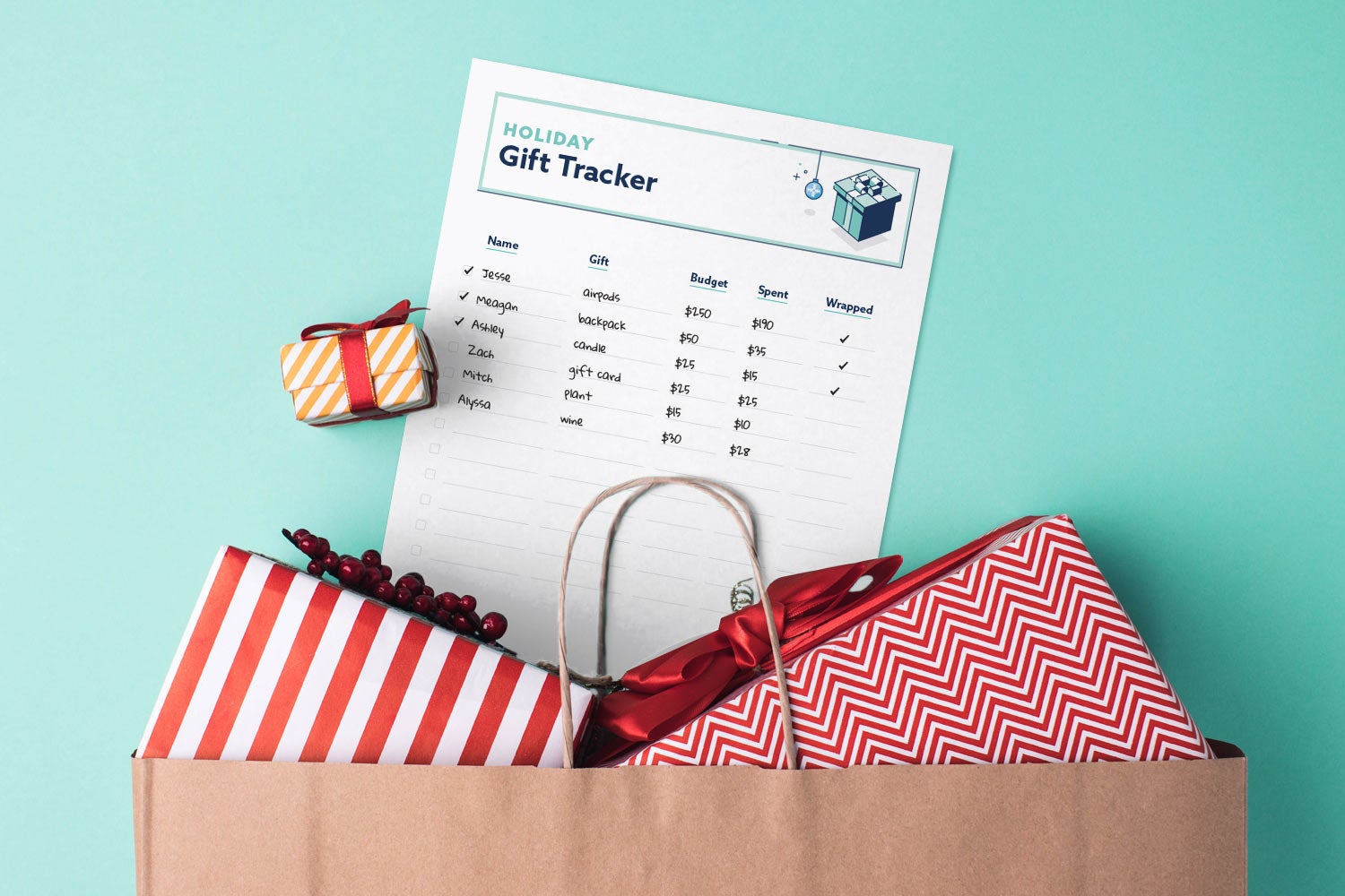 Holiday gift tracker printable