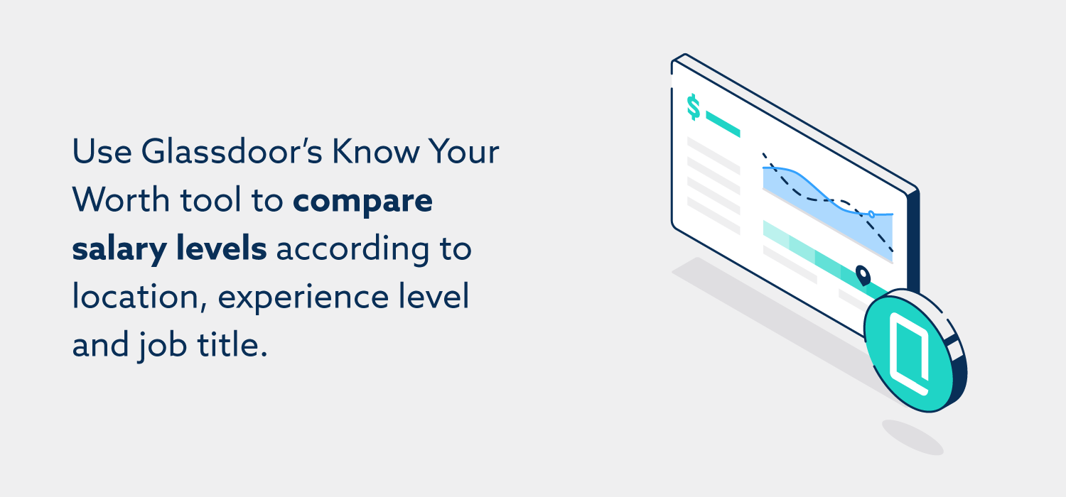 Use Glassdoor’s Know Your Worth tool to compare salary levels according to location, experience level and job title.