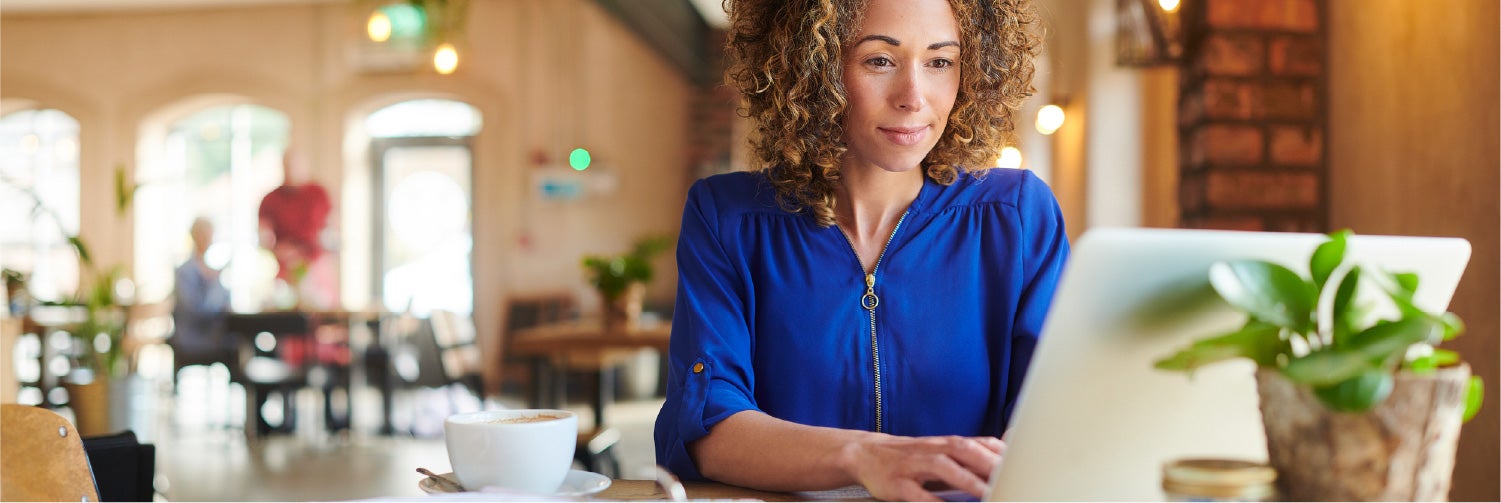 Woman looking up her credit score.