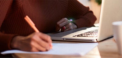 A woman working on her finances.
