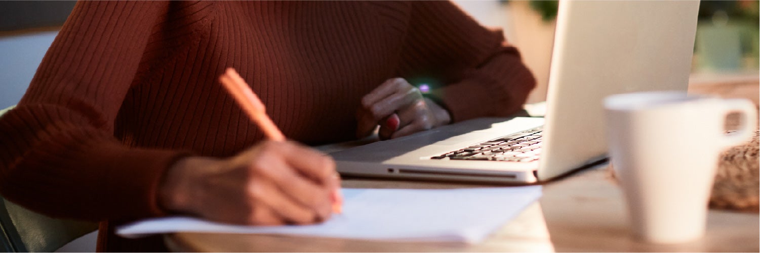 A woman working on her finances.