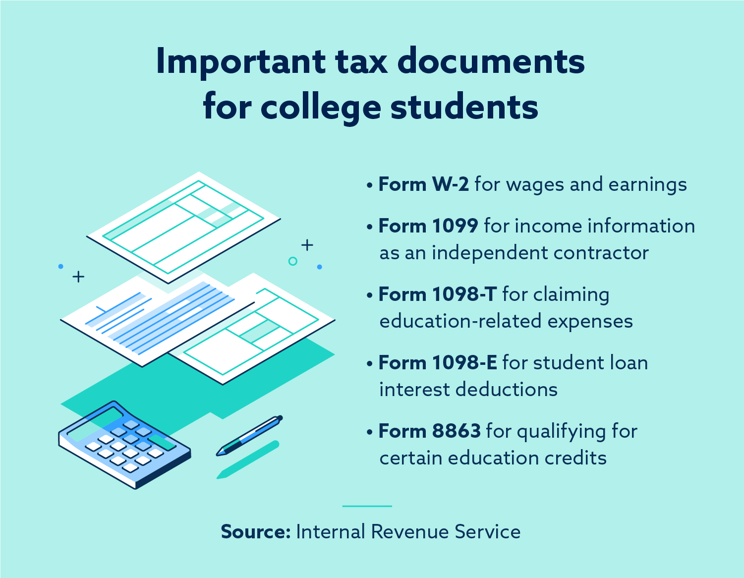 Important tax documents for college students.