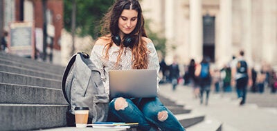 Student working on her laptop