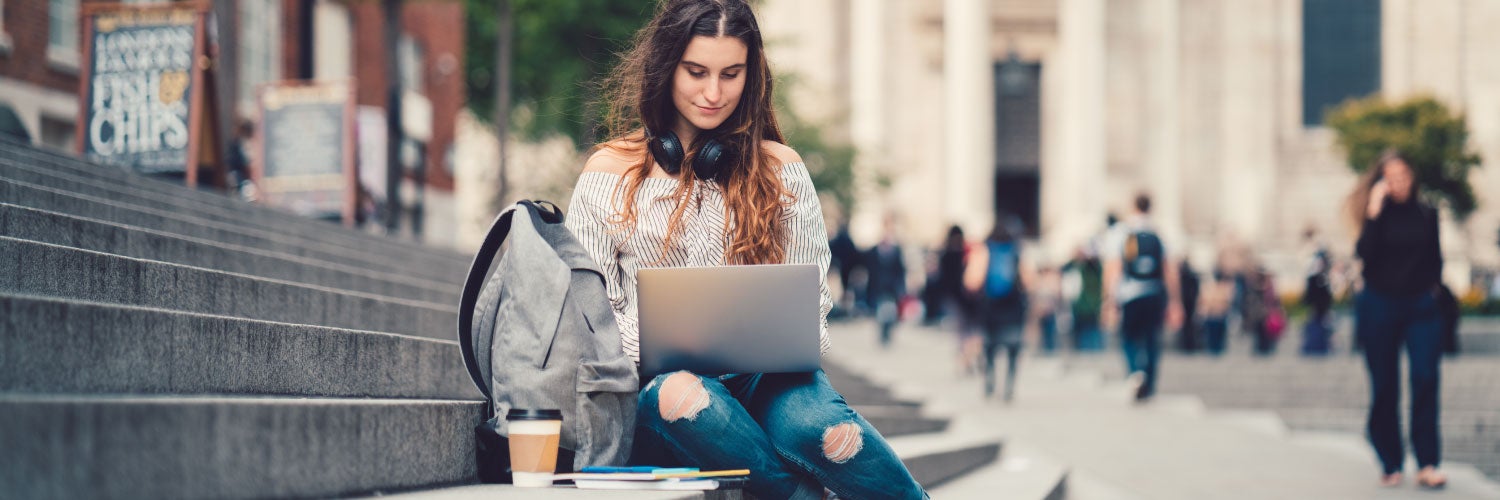 Student working on her laptop