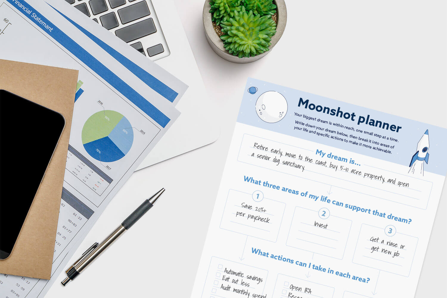 Picture illustrates Moonshot planner template