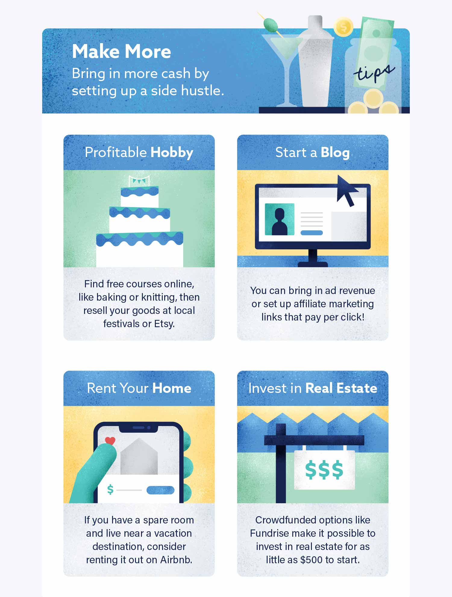Infographic that illustrates how to start F.I.R.E (Financial Independence and Early Retirement)